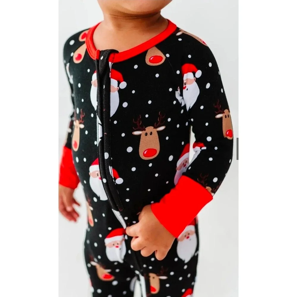 Bums & Roses Christmas Santa Reindeer Pajama Sleepsuit Baby 6 9 Months‎
